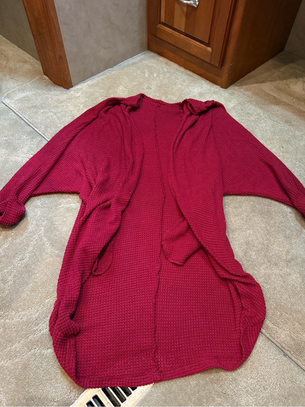 Open-Front Women’s Red Knit Cardigan Sweater